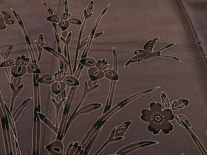 平和屋着物●訪問着 花鳥文 鬼しぼ縮緬 正絹 逸品 AABB2925ph
