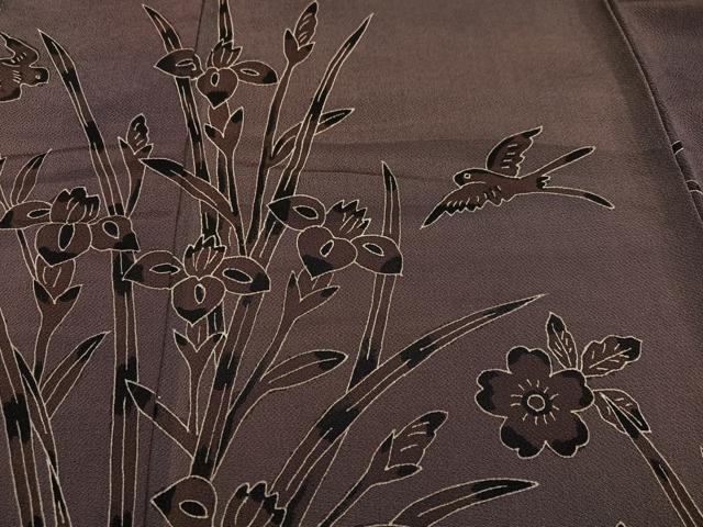 平和屋着物●訪問着 花鳥文 鬼しぼ縮緬 正絹 逸品 AABB2925ph