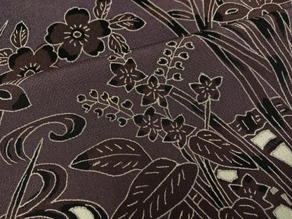 平和屋着物●訪問着 花鳥文 鬼しぼ縮緬 正絹 逸品 AABB2925ph