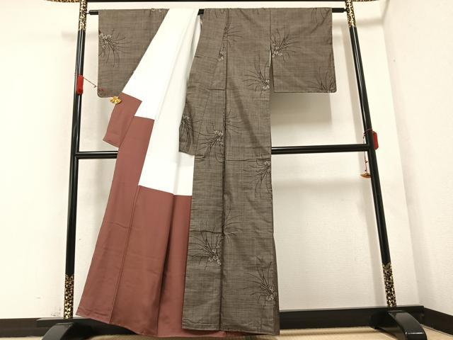 平和屋着物●本場大島紬　カタス9マルキ　草花文　正絹　逸品　AABB2937ph