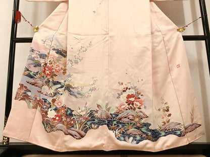 平和屋着物●訪問着　作家物　草花文　暈し染め　正絹　逸品　AABB2941ph