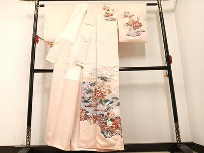 平和屋着物●訪問着　作家物　草花文　暈し染め　正絹　逸品　AABB2941ph