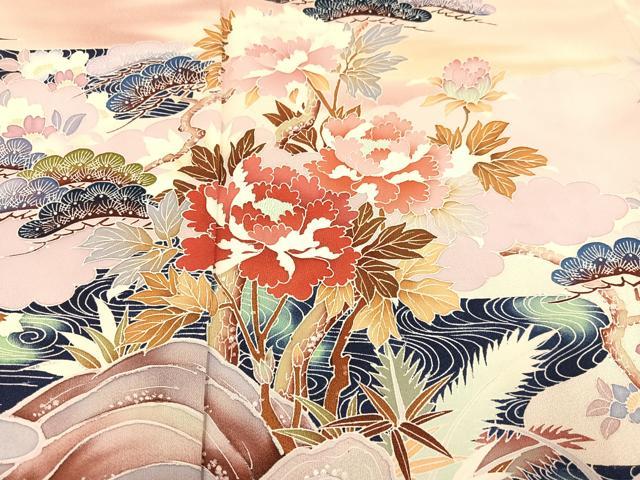 平和屋着物●訪問着　作家物　草花文　暈し染め　正絹　逸品　AABB2941ph