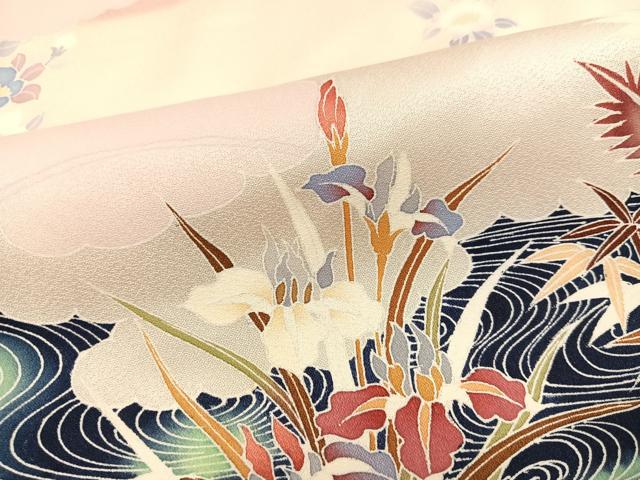 平和屋着物●訪問着　作家物　草花文　暈し染め　正絹　逸品　AABB2941ph