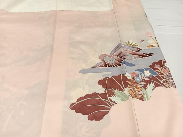 平和屋着物●訪問着　作家物　草花文　暈し染め　正絹　逸品　AABB2941ph