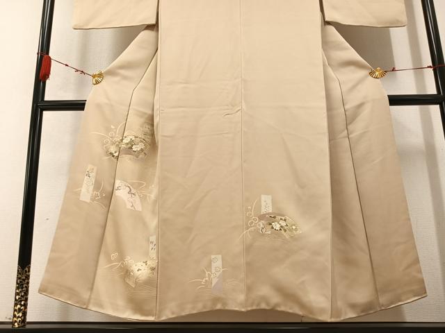 平和屋着物●訪問着　友禅　駒刺繍　地紙草花文　金彩　正絹　逸品　AABB2944ph