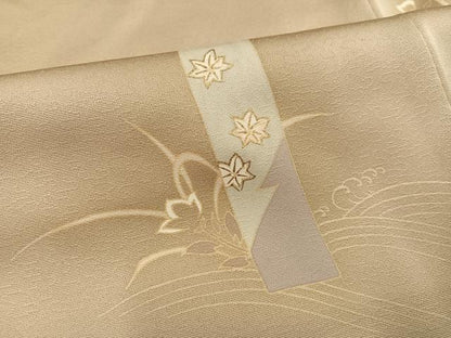 平和屋着物●訪問着　友禅　駒刺繍　地紙草花文　金彩　正絹　逸品　AABB2944ph