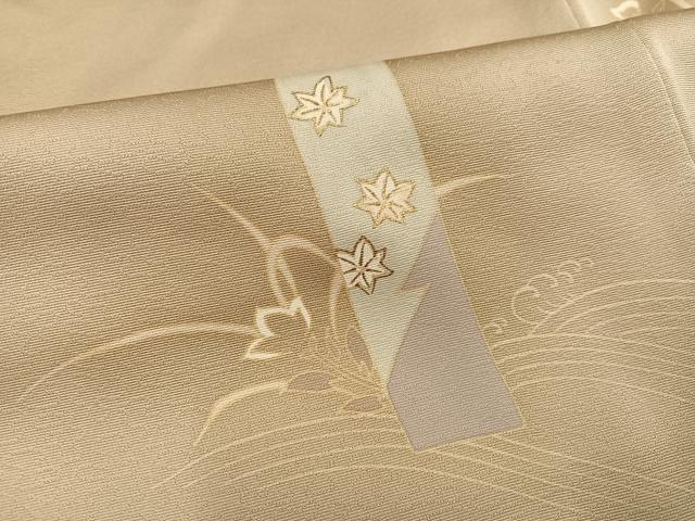 平和屋着物●訪問着　友禅　駒刺繍　地紙草花文　金彩　正絹　逸品　AABB2944ph