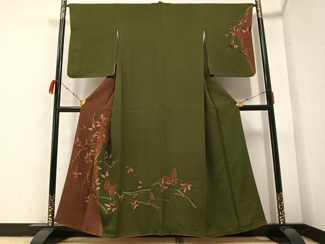 平和屋着物●訪問着　枝葉文　金彩　やまと誂製　正絹　逸品　AABB2945ph