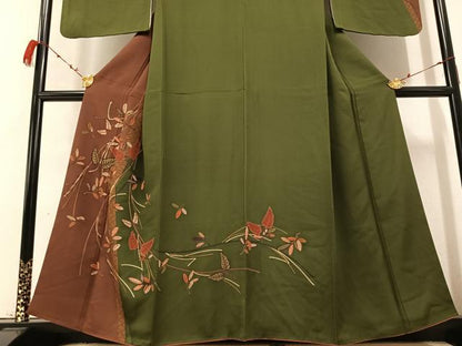 平和屋着物●訪問着　枝葉文　金彩　やまと誂製　正絹　逸品　AABB2945ph