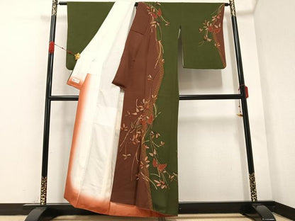 平和屋着物●訪問着　枝葉文　金彩　やまと誂製　正絹　逸品　AABB2945ph