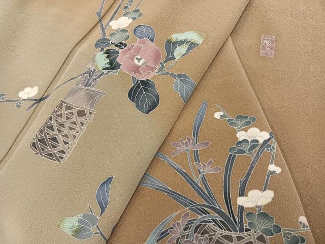 平和屋着物●十日町友禅　女流作家　遠田藤舟 　訪問着　飾花文　暈し染め　正絹　逸品　AABB2946ph