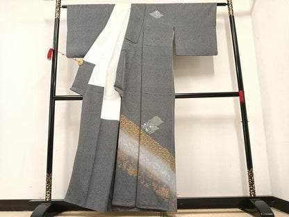 平和屋着物●訪問着　刺繍　草花亀甲文　暈し染め　金銀彩　正絹　逸品　AABB2948ph