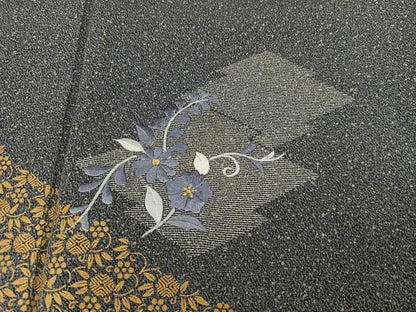 平和屋着物●訪問着　刺繍　草花亀甲文　暈し染め　金銀彩　正絹　逸品　AABB2948ph