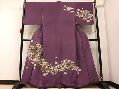 平和屋着物●初代 染人・山岡古都　首里琉染　訪問着　花鳥文　正絹　逸品　未使用　AABB2952ph