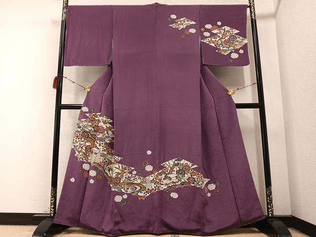平和屋着物●初代 染人・山岡古都　首里琉染　訪問着　花鳥文　正絹　逸品　未使用　AABB2952ph