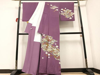 平和屋着物●初代 染人・山岡古都　首里琉染　訪問着　花鳥文　正絹　逸品　未使用　AABB2952ph