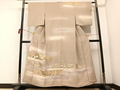 平和屋着物●訪問着 駒刺繍 草花文 暈し染め 金彩 正絹 逸品 AABB2956ph