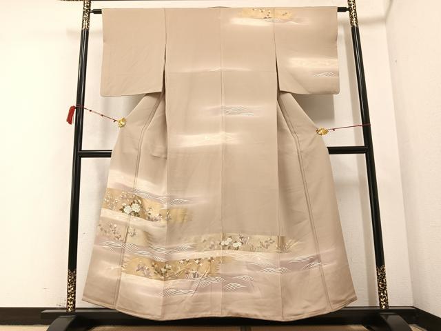 平和屋着物●訪問着 駒刺繍 草花文 暈し染め 金彩 正絹 逸品 AABB2956ph