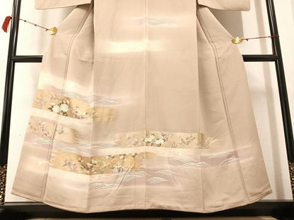 平和屋着物●訪問着 駒刺繍 草花文 暈し染め 金彩 正絹 逸品 AABB2956ph