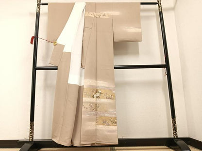 平和屋着物●訪問着 駒刺繍 草花文 暈し染め 金彩 正絹 逸品 AABB2956ph