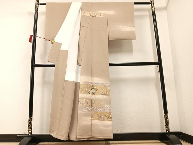 平和屋着物●訪問着 駒刺繍 草花文 暈し染め 金彩 正絹 逸品 AABB2956ph