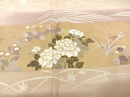 平和屋着物●訪問着 駒刺繍 草花文 暈し染め 金彩 正絹 逸品 AABB2956ph