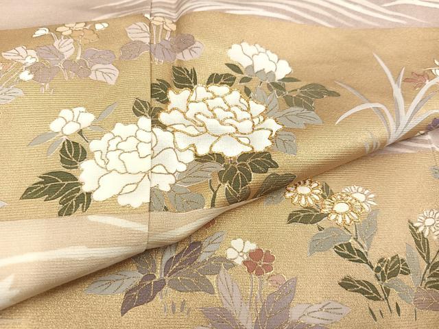 平和屋着物●訪問着 駒刺繍 草花文 暈し染め 金彩 正絹 逸品 AABB2956ph