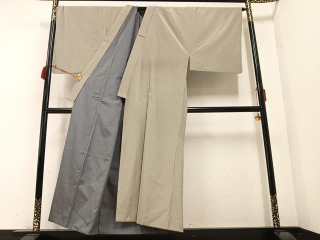 平和屋着物●男性 お召 縞 正絹 逸品 AABB2959ph