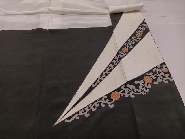 平和屋着物●豪華黒留袖　駒刺繍　花唐草文　金彩　正絹　逸品　AABB2960ph