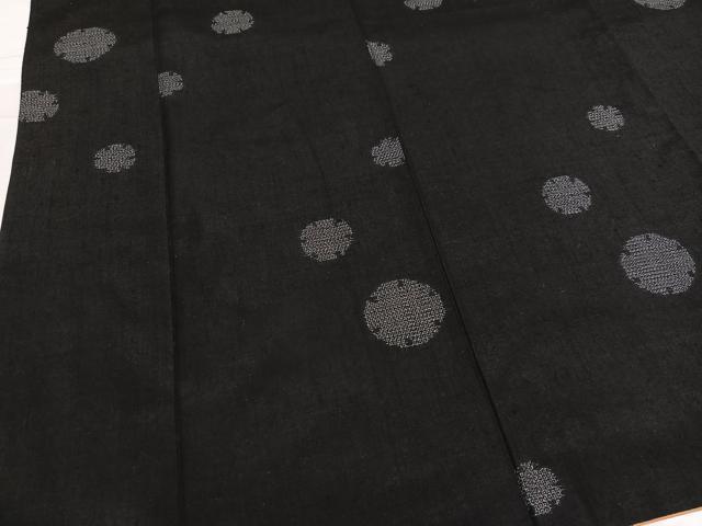 平和屋着物●結城紬 飛び亀甲柄 雪輪文様 黒地 正絹 逸品 AABB2965ph