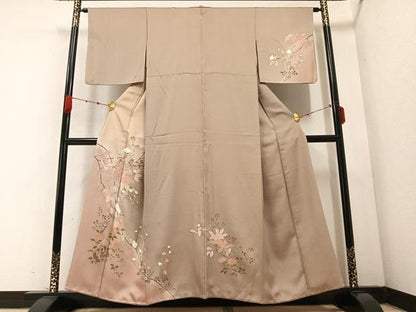 平和屋着物●訪問着　枝花文　暈し染め　金彩　正絹　逸品　AABB2966ph