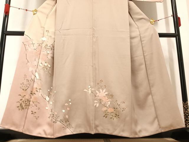 平和屋着物●訪問着　枝花文　暈し染め　金彩　正絹　逸品　AABB2966ph