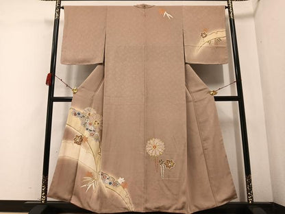 平和屋着物●訪問着　雪輪草花文　金彩　正絹　逸品　AABB2968ph