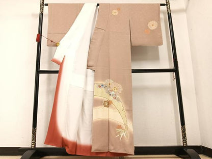 平和屋着物●訪問着　雪輪草花文　金彩　正絹　逸品　AABB2968ph