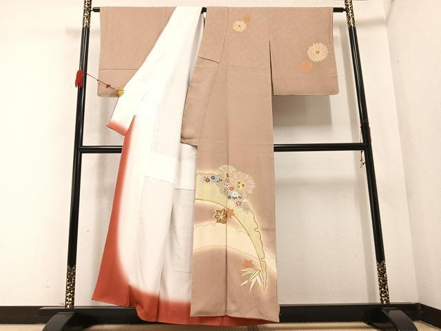 平和屋着物●訪問着　雪輪草花文　金彩　正絹　逸品　AABB2968ph