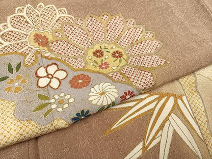平和屋着物●訪問着　雪輪草花文　金彩　正絹　逸品　AABB2968ph