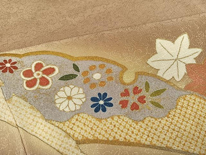 平和屋着物●訪問着　雪輪草花文　金彩　正絹　逸品　AABB2968ph