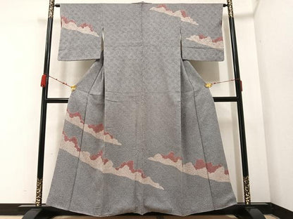 平和屋着物●訪問着　総絞り　遠山文　正絹　逸品　AABB2978ph