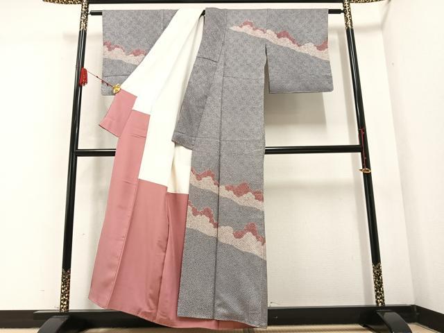 平和屋着物●訪問着　総絞り　遠山文　正絹　逸品　AABB2978ph