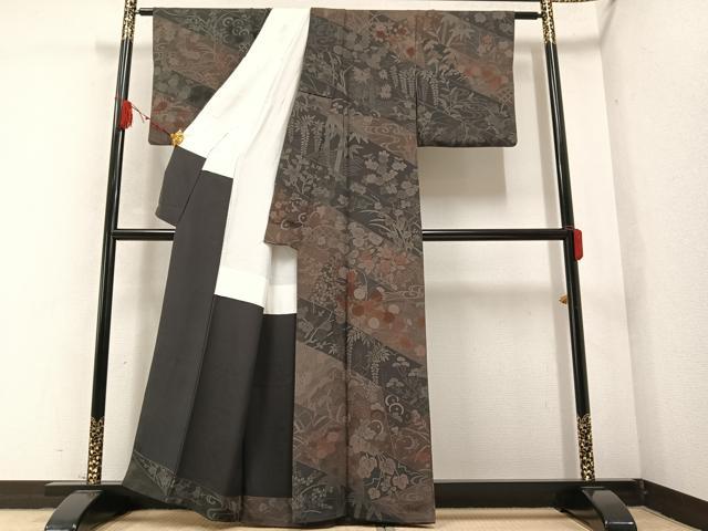平和屋着物●訪問着 草花文 正絹 逸品 AABB2981ph