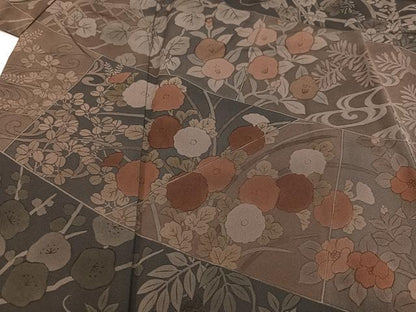 平和屋着物●訪問着 草花文 正絹 逸品 AABB2981ph