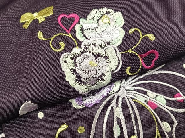平和屋着物●行灯袴　刺繍　舞花文　金糸　洗える着物　未使用　AABB2982ph