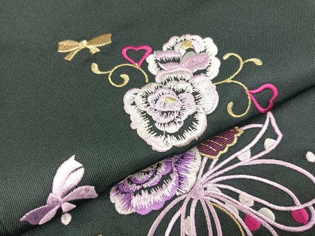 平和屋着物●行灯袴　刺繍　舞花文　金糸　洗える着物　未使用　AABB2984ph