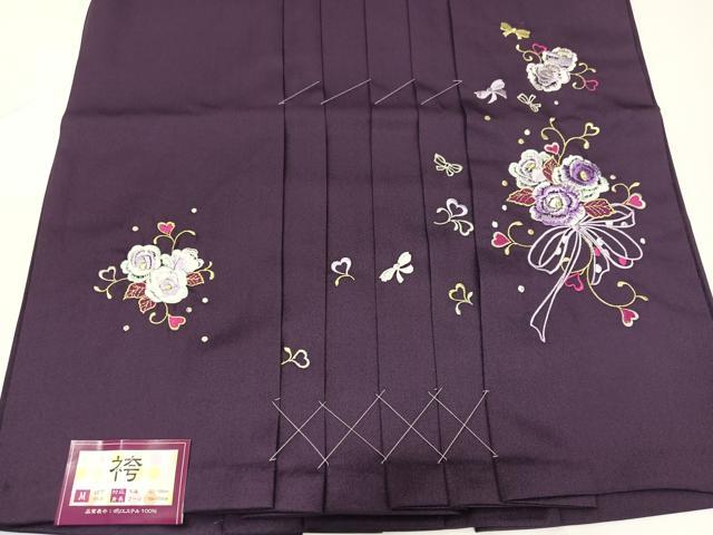 平和屋着物●行灯袴　刺繍　舞花文　金糸　洗える着物　未使用　AABB2995ph