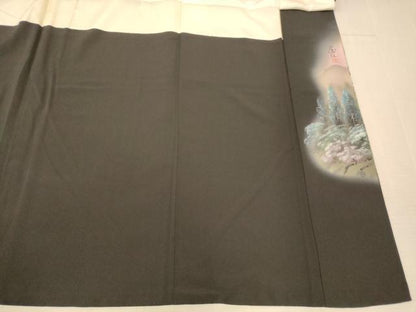 平和屋着物■豪華黒留袖　宝江　手描き　風景文　正絹　逸品　AABB3005fw