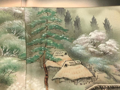 平和屋着物■豪華黒留袖　宝江　手描き　風景文　正絹　逸品　AABB3005fw