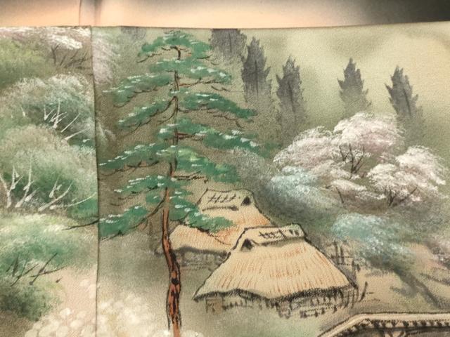 平和屋着物■豪華黒留袖　宝江　手描き　風景文　正絹　逸品　AABB3005fw