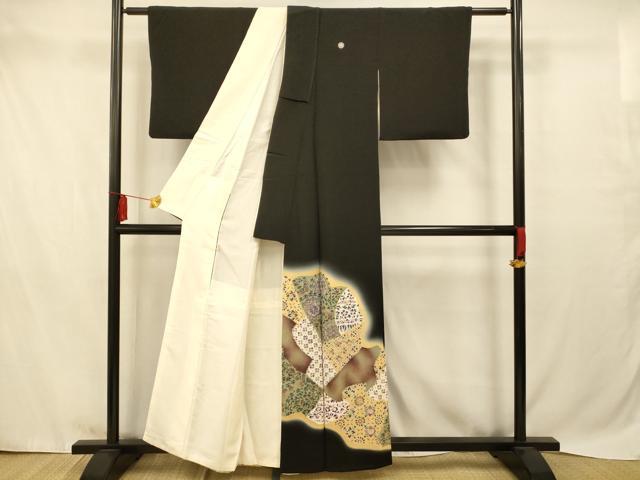 平和屋着物■豪華黒留袖 刺繍 切嵌正倉院花文 暈し染め 金彩 正絹 逸品 AABB3074fw