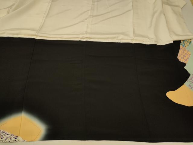 平和屋着物■豪華黒留袖 刺繍 切嵌正倉院花文 暈し染め 金彩 正絹 逸品 AABB3074fw